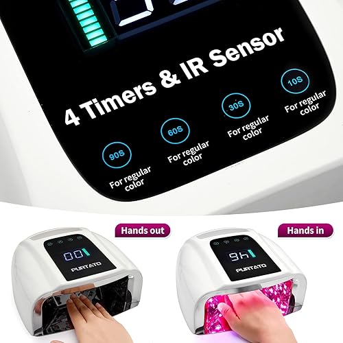 Miniatura 3 de Professional Rechargeable 96W UV LED Portable Cordless UV Light for Nail Lamp Machine with Removable Stainless Steel Bottom,4 Timer Setting and