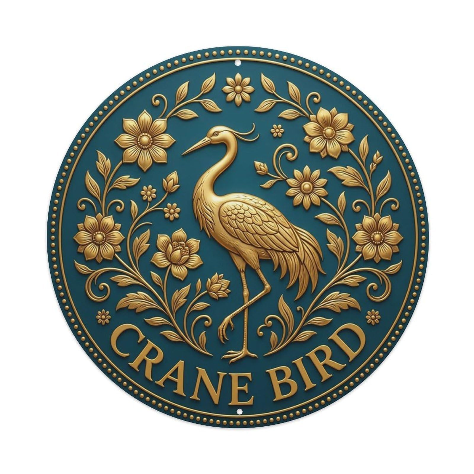 Vintage Crane Bird Flower Zen Yoga Metal Tin Sign