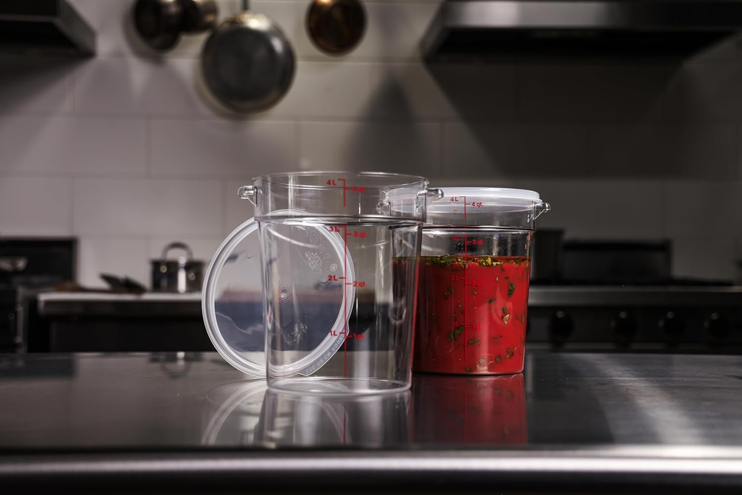 Cambro Food Storage Container with Lid (2 Pack) - Round Series - 4 QT (Quart) - Commercial Grade for Food Prep (Clear) - Image 5