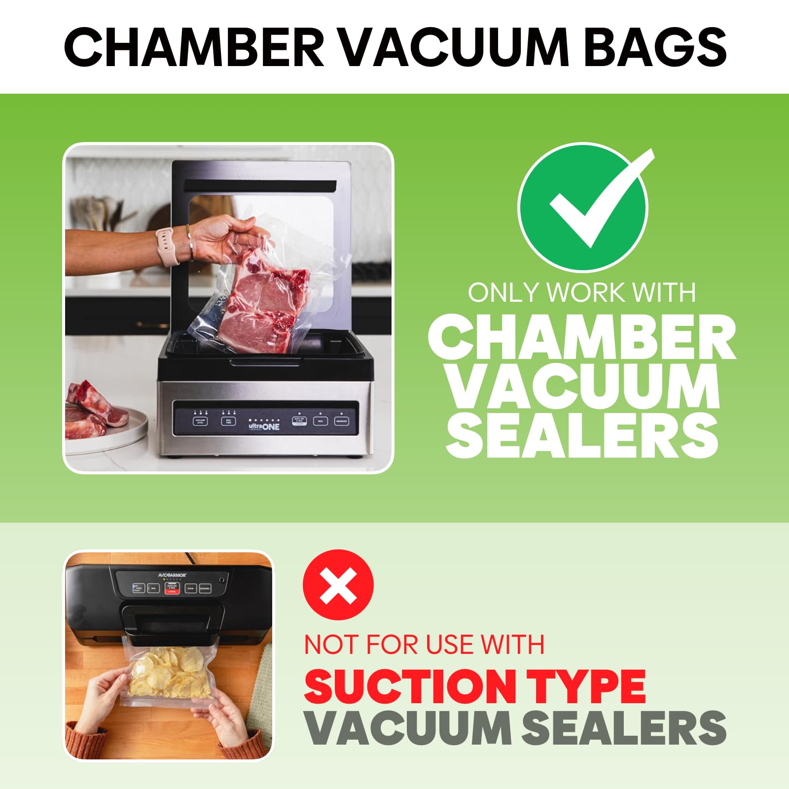Bolsas selladoras al vacío de cámara, 200 unidades de 8 x 12 pulgadas, bolsas precortadas para máquina de cámara, bolsa de sellado resistente, bolsas de almacenamiento de alimentos, bolsas