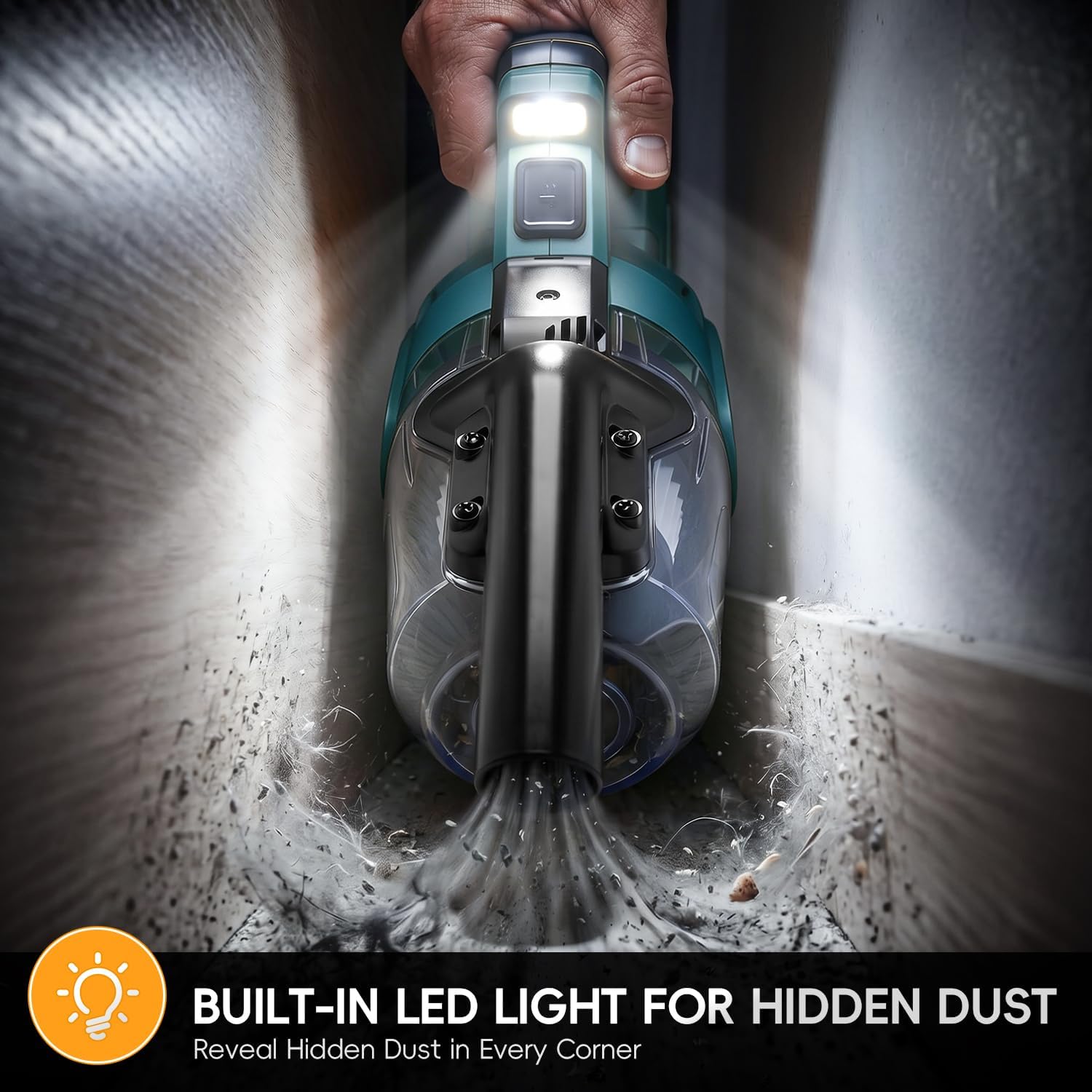 Cordless Handheld Vacuum Cleaner Compatible with Makita 18V Battery(Tool Only,No Battery),16000Pa Portable Vacuum with 2 HEPA Filters& 4 Attachments, Lightweight 2.2 lbs for Car,Home & Garage Cleaning
