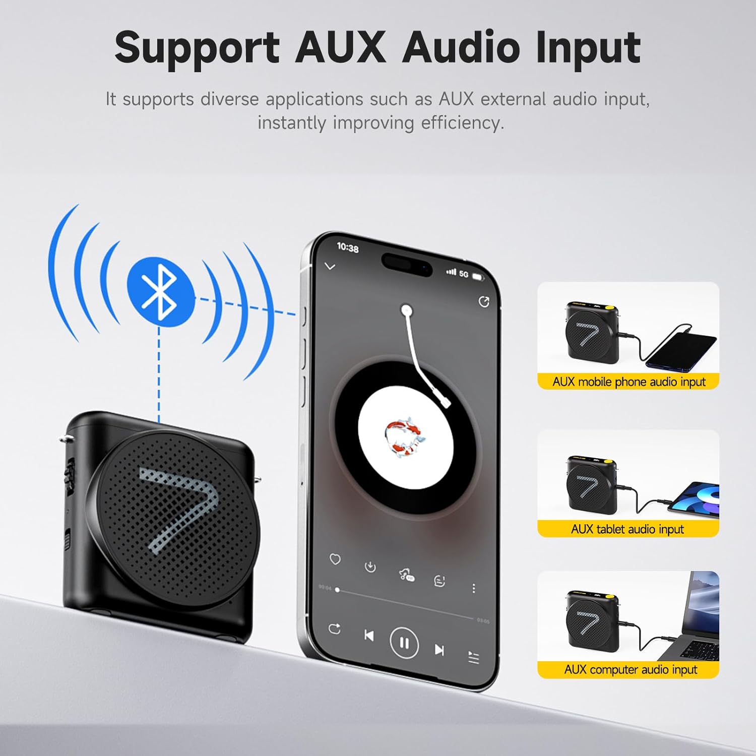 7RYMS WA1 Wireless Voice Amplifier for Teachers with Headset Microphone, Wireless Portable Amplifier with Noise Canceling, Mini Voice Amplifier for Classroom, Meeting, Training, Speech (BLACK) - Image 5