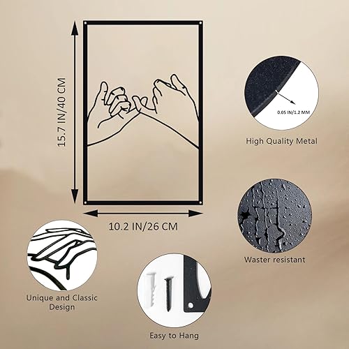 Miniatura 2 de Arte de pared de metal con forma de mano de cuerpo minimalista de líneas femeninas, esculturas de pared modernas de línea abstracta para el hogar,