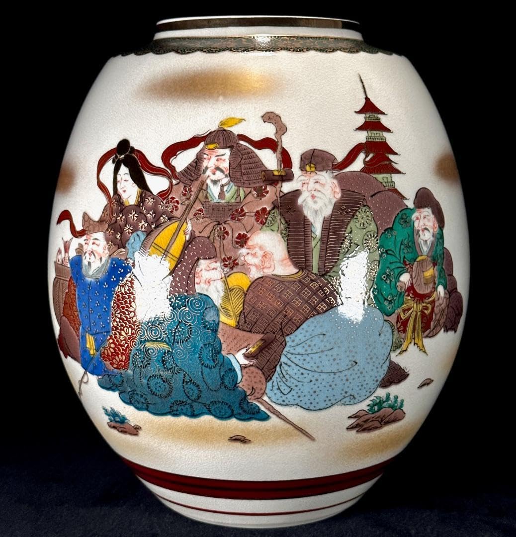 九谷焼　壺　特大　七福神　開運　神様 九谷焼 壺 七福神