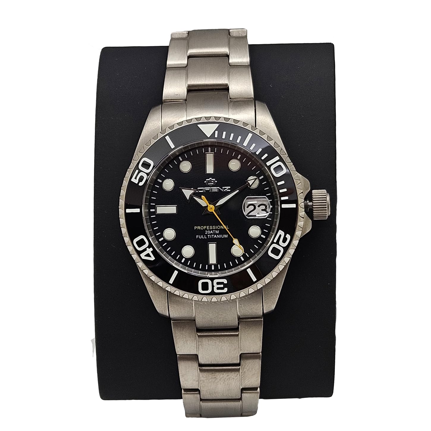 Lorenz Full Titanium Automatic LZ 030212AA Orologio da uomo subacqueo con movimento automatico con cassa e cinturino in titanio, Box set con cinturino in gomma in omaggio