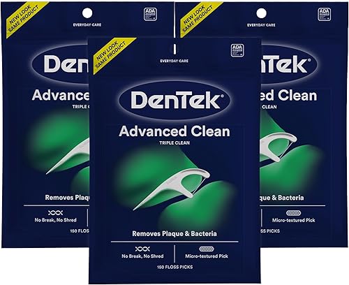 Dentek Triple Clean Floss púas, paquete de de 3, 3