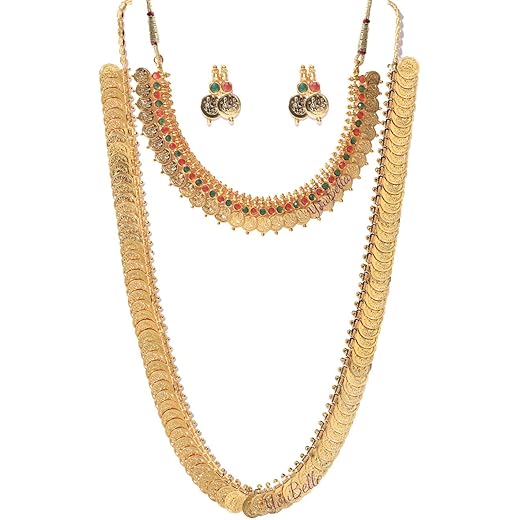 Gold Plated Coin Necklace Set with Earrings