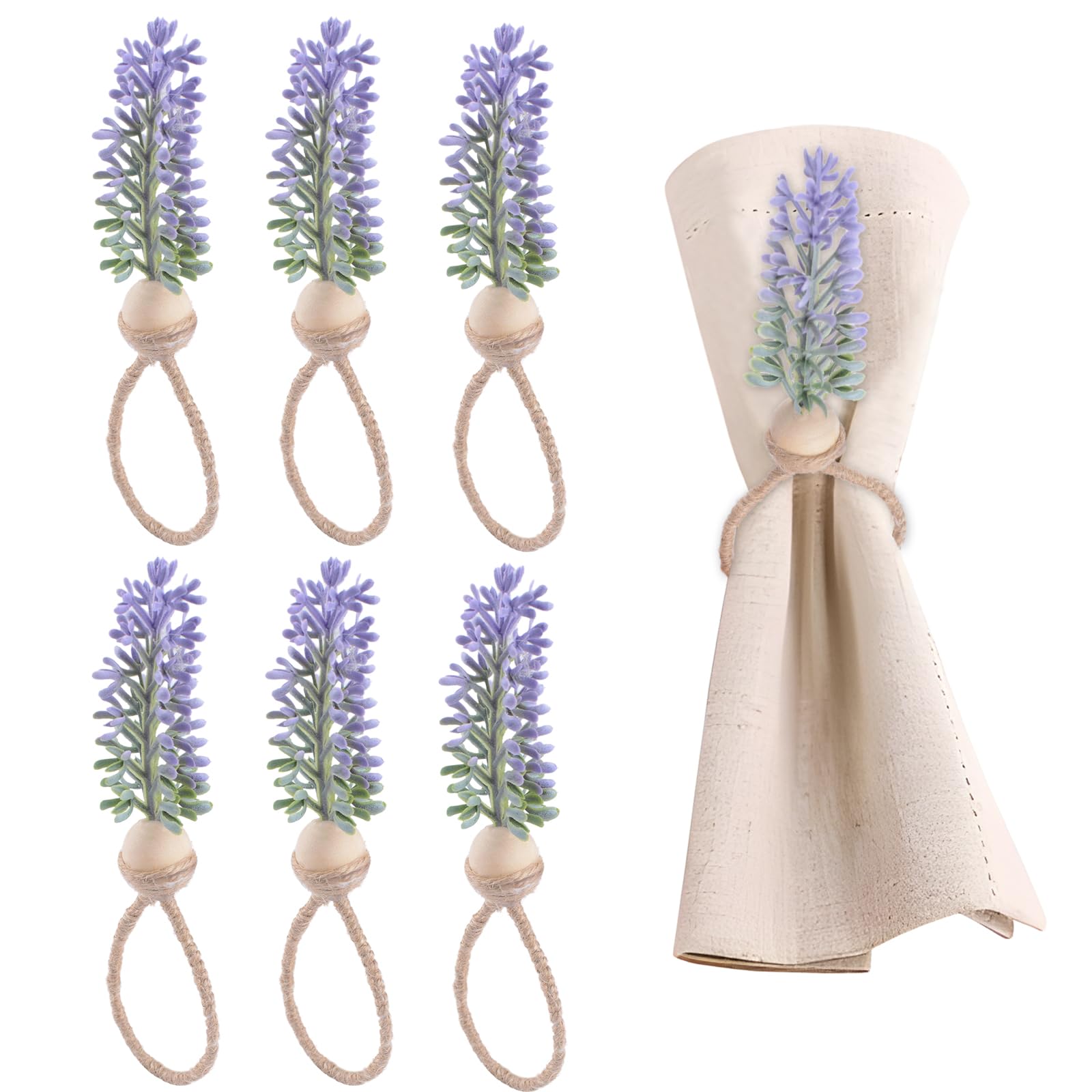 HICOHAND Lavender Napkin Ring Set