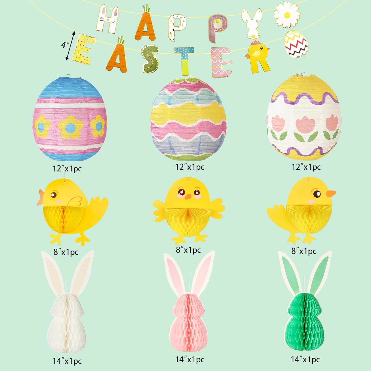 Easter Party Paper Hanging Decorations Honeycomb Lantern