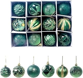 12pcs Christmas Tree Baubles, Christmas Balls Decoration Christmas Tree Pendants Gifts (Green)