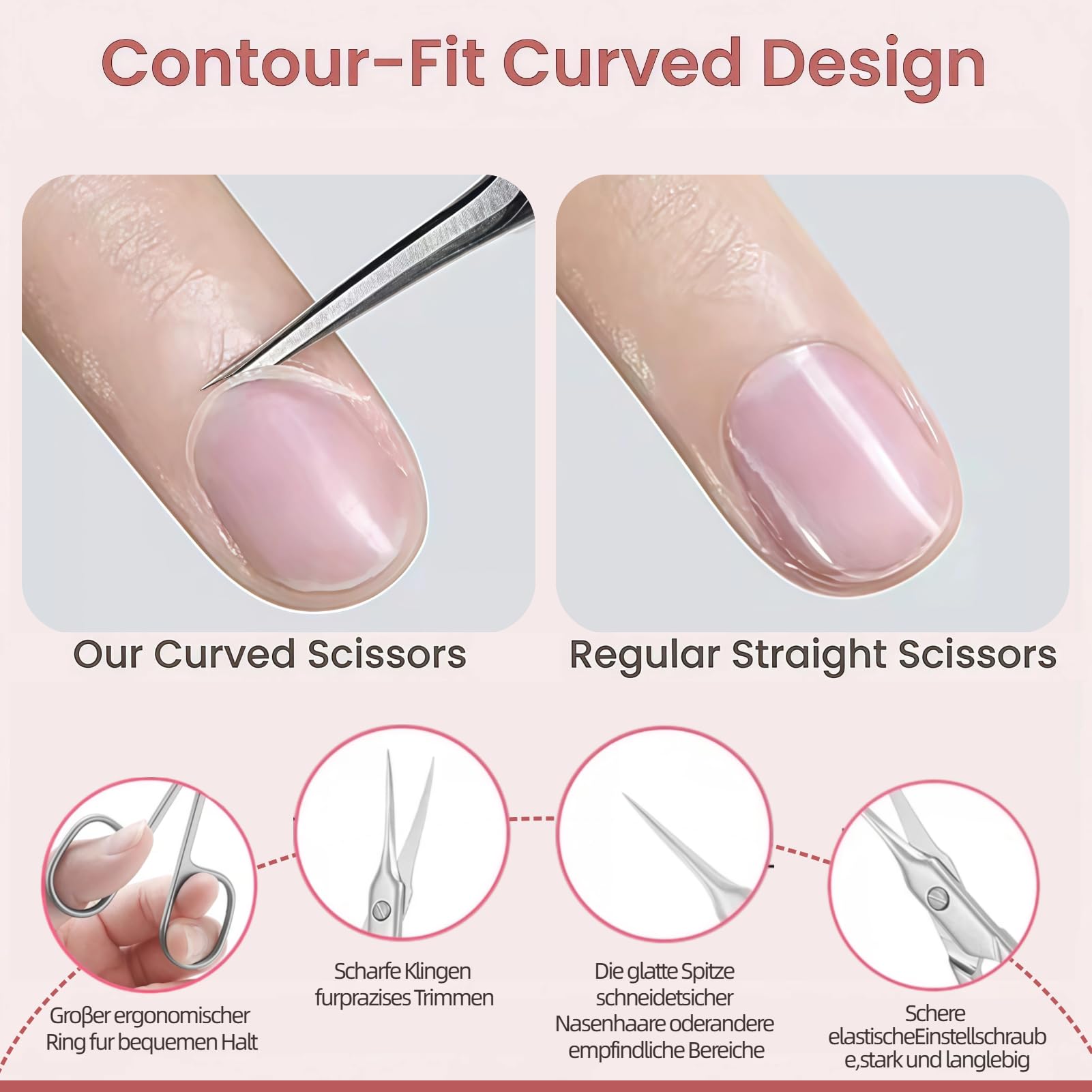 Hautschere Mit Dünner Spitze,Professionelle Nagelhautschere Mit Gebogener Spitze,Nagelschere,Nagelhaut,Extra Scharf Aus Edelstahl,Zum Präzisen Kürzen Entfernen Von Nagelhaut,Augenbrauen Und Wimpern