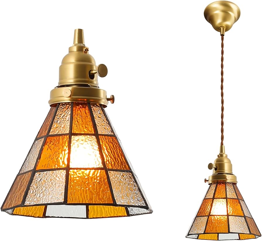 Amazon.co.jp : ペンダントライト おしゃれ ガラスシェード 真鍮製