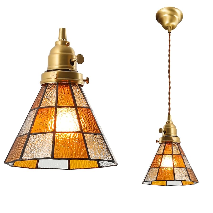 Amazon.co.jp : ペンダントライト おしゃれ ガラスシェード 真鍮