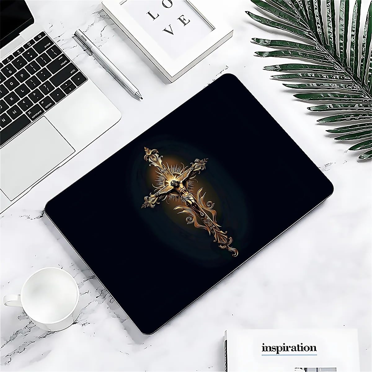 for MacBook Air 13 Inch Release 2018/2020 Model A1932/A2179/A2337 Clear Computer Case,Novelty Premium Pattern Hardshell Laptop Case Metallic Pattern Jesus