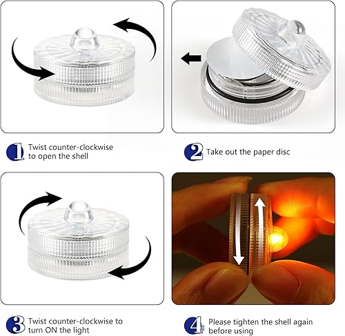 Miniatura 5 de Luces LED sumergibles que cambian de color, luces de té impermeables, luces LED de batería, multicolor, sin llama, mini, para jarrones, centros de