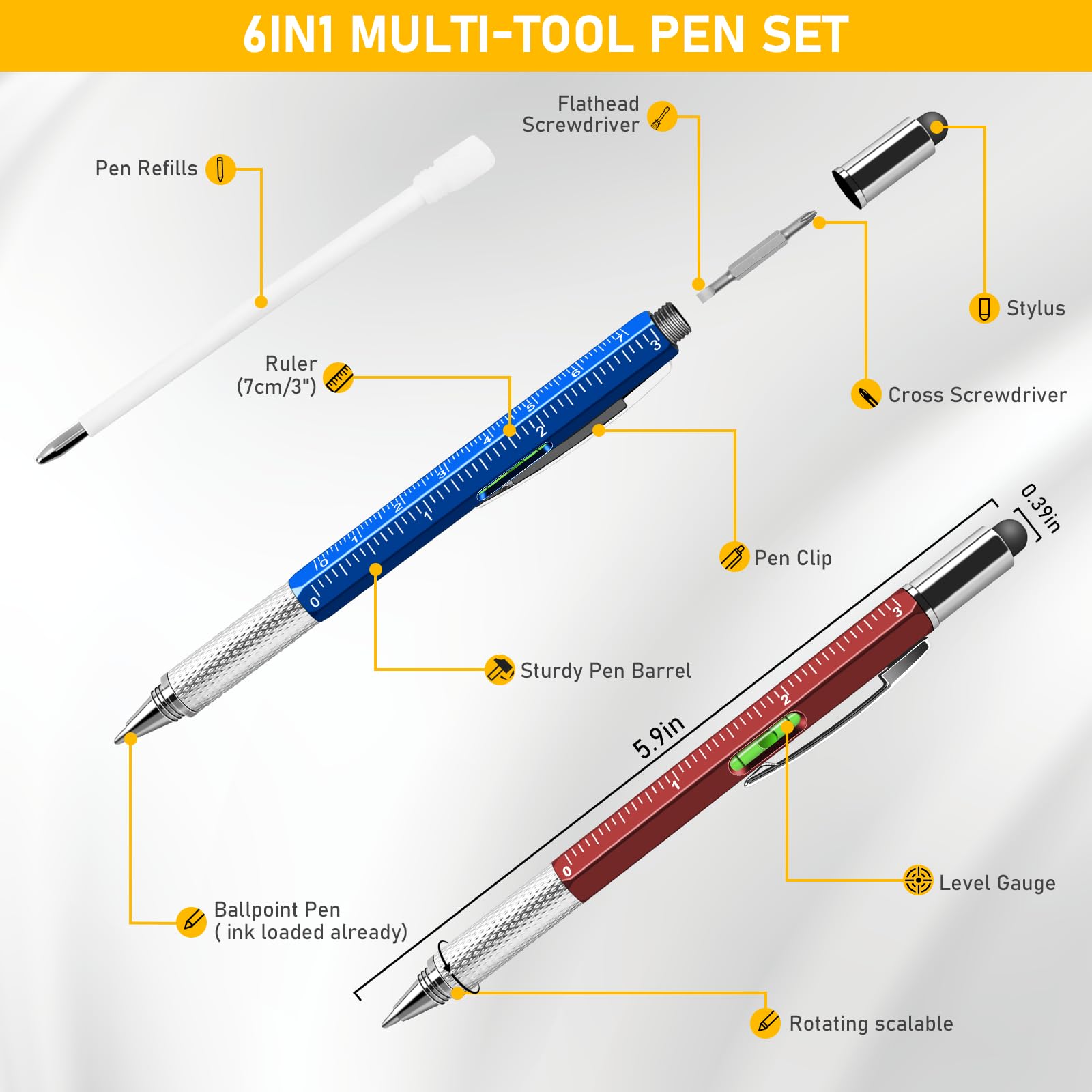 NICEMOVIC Stocking Stuffers Bulk Gifts for Men Multitool Tool Pen Gift 36 Pcs 6-in-1 Party Favor Fathers Christmas — view 2