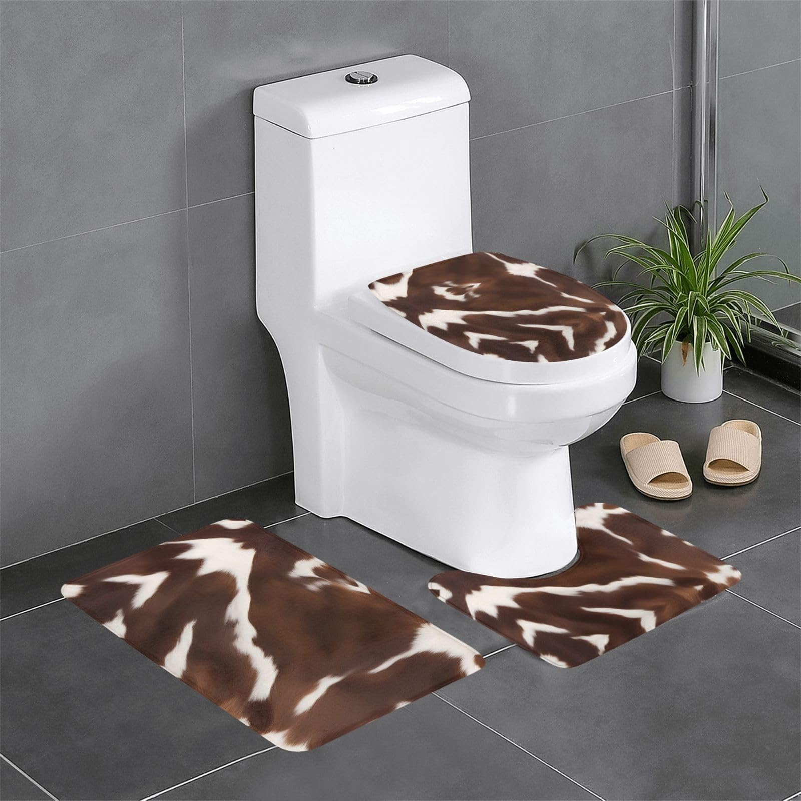Tapis de salle de bain antidérapants WHJSHOP en marron, confort et finitions soignées