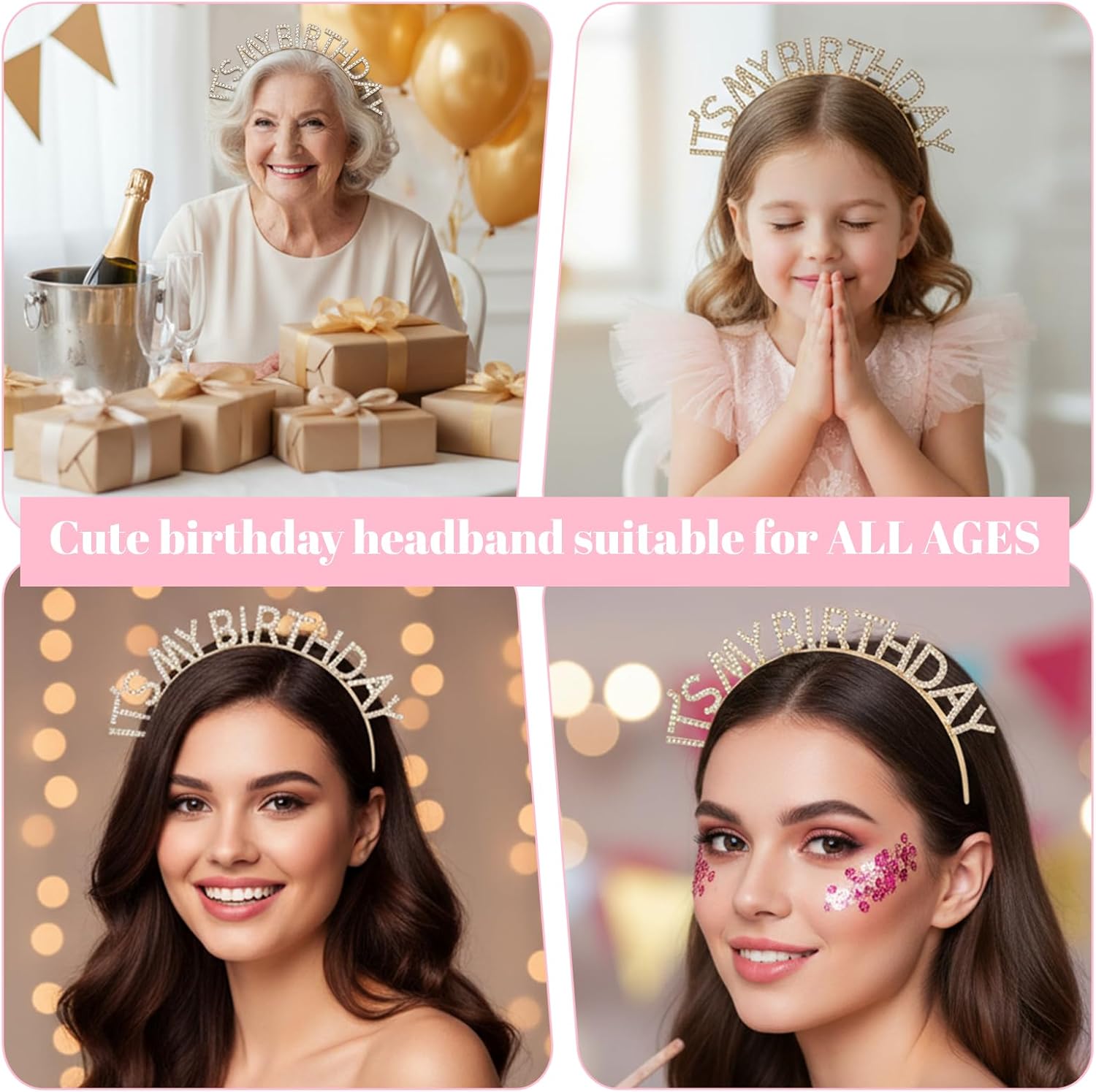 It's My Birthday Headband for Women, Rhinestone Birthday Crown, Gold Crown for Women, Princess Birthdays Tiara Accessories - Image 6
