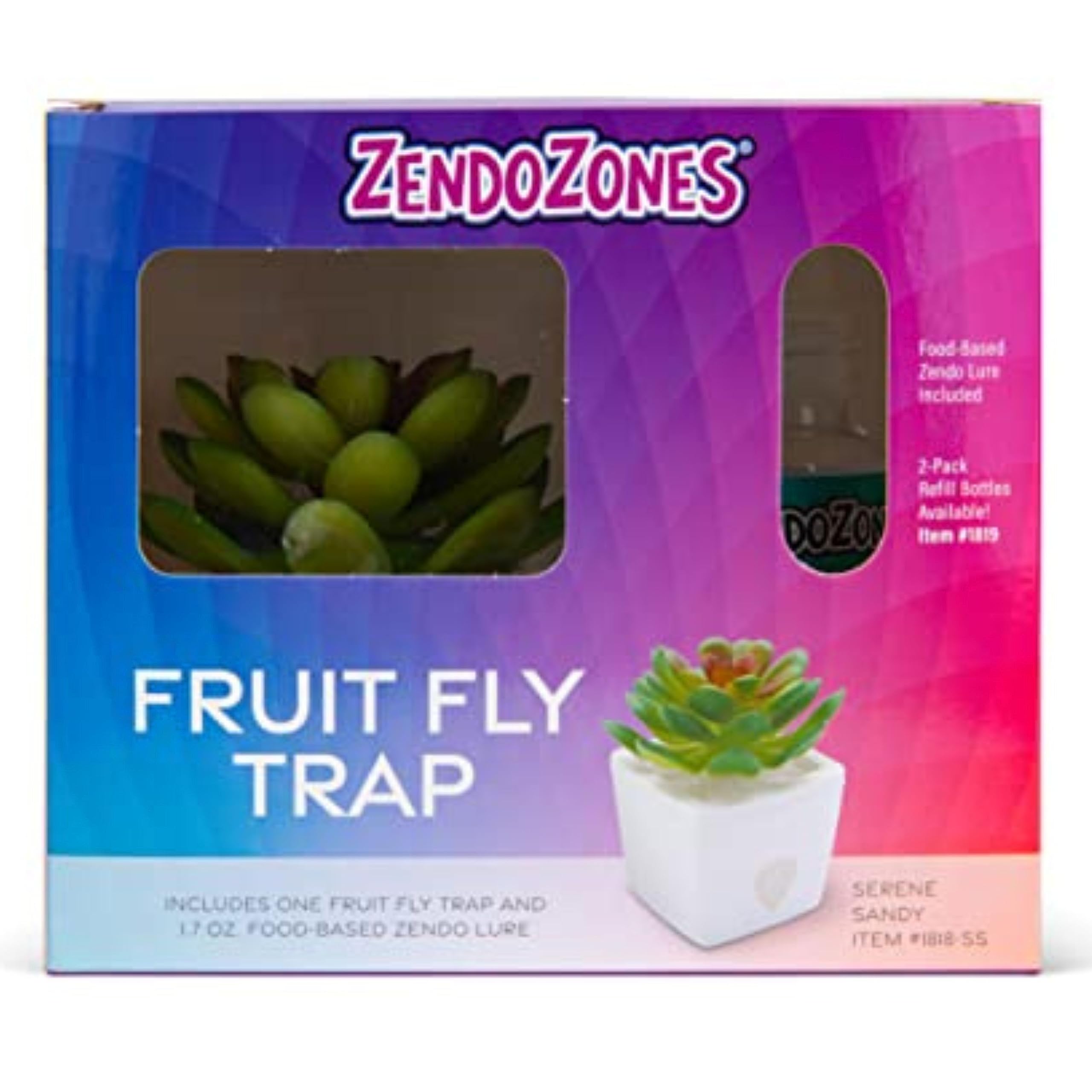 ZendoZones Pułapka na muchy owocowe z przynętą Zendo, łagodna molly z plastikową białą podstawą, do wielokrotnego napełniania i wielokrotnego użytku