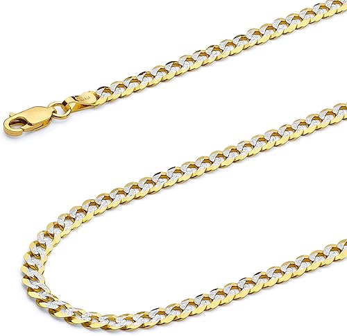 Wellingsale Cadenas de eslabones cubanos de oro macizo de 14 quilates (opciones de selección)