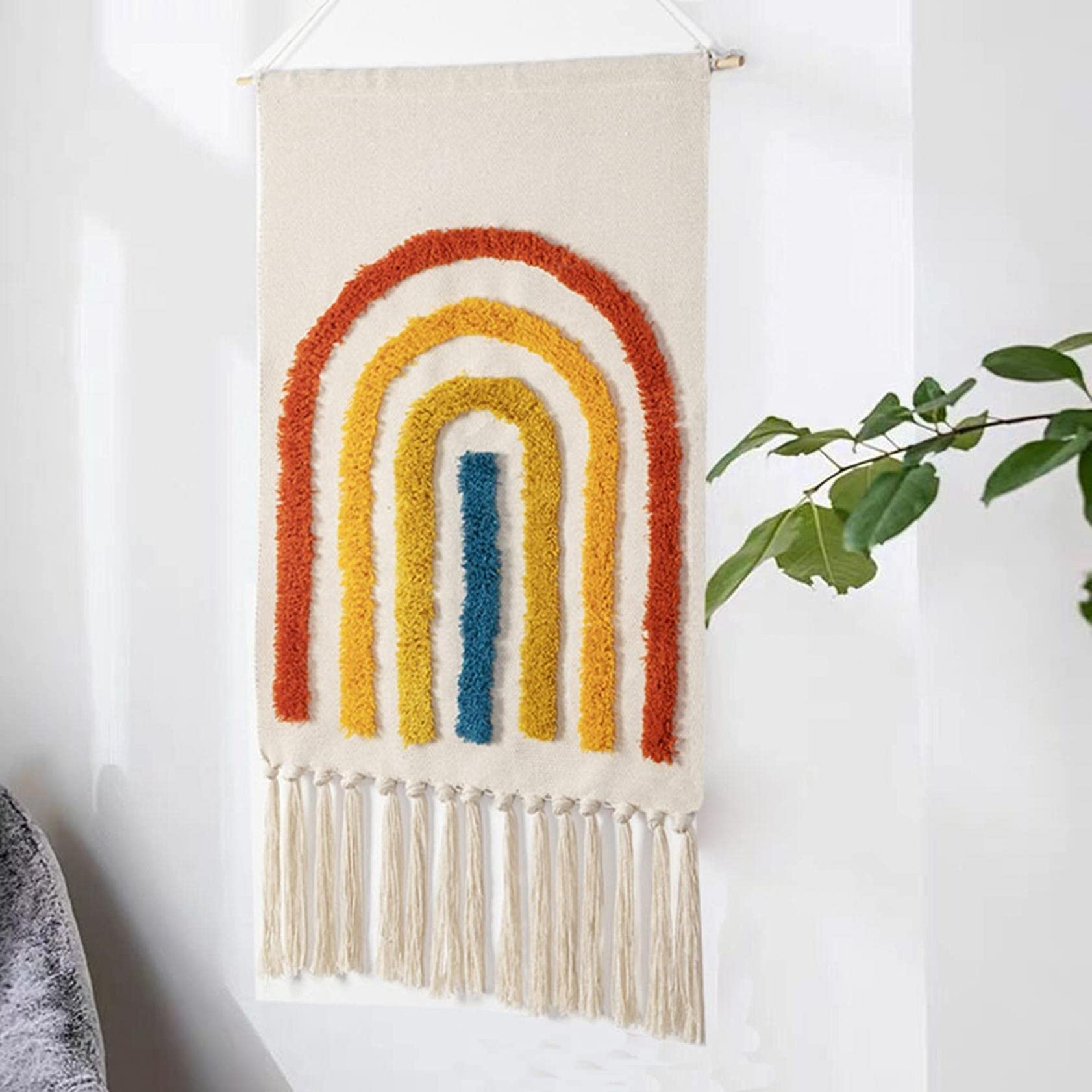 Tapisseries de gland tissées main | Décoration murale bohème lin coton