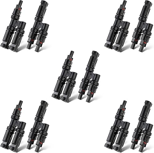 Pjerjzn Conectores solares de rama en T Conectores paralelos del panel solar IP67 Cable adaptador solar impermeable 1 a 2 para conexión paralela