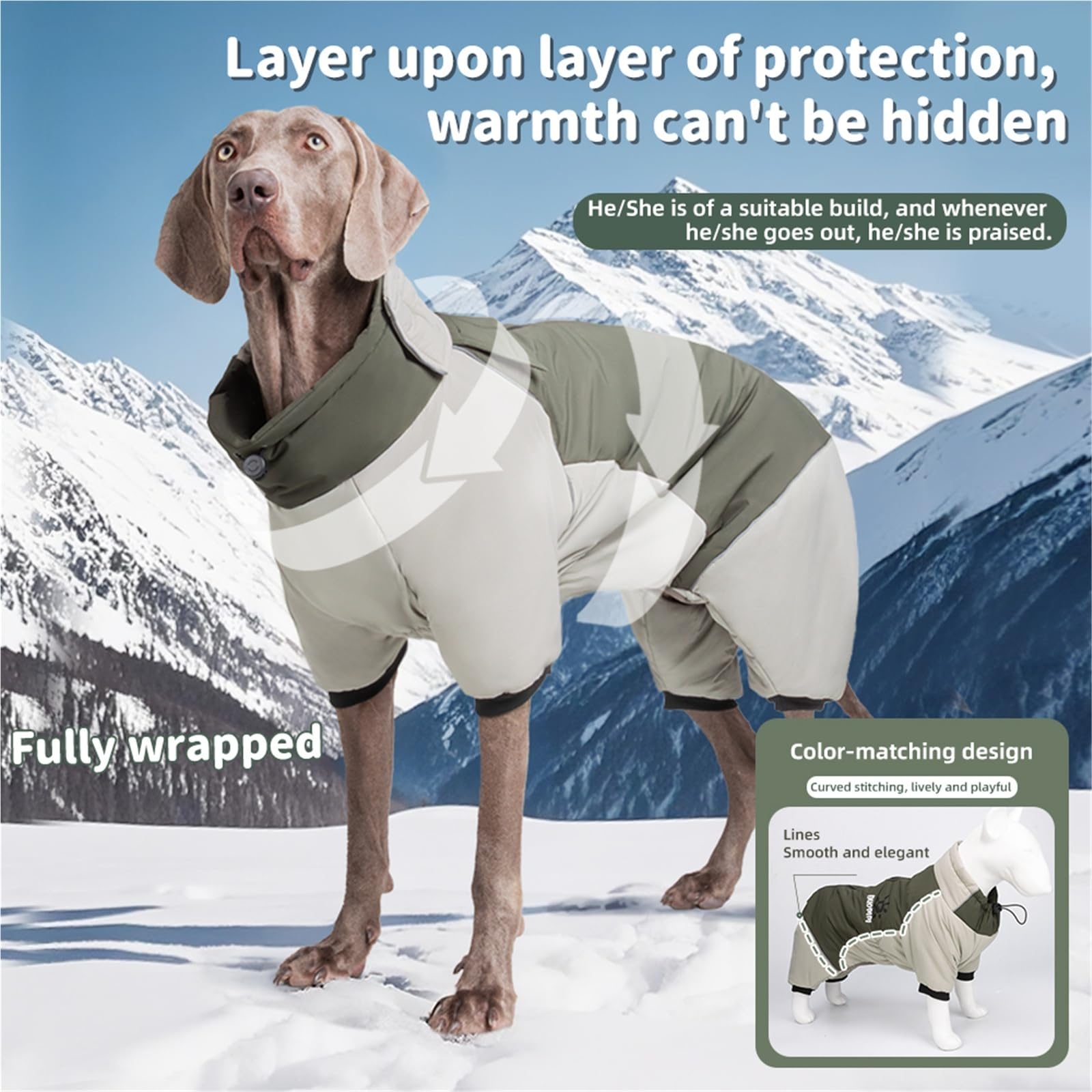 Veste d'hiver imperméable pour chien – Manteau en duvet épais tout compris pour grands chiens (rose, taille XXL (10-13 kg)