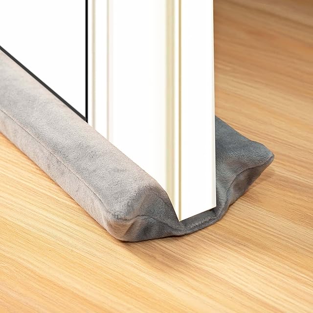 Marwood Under Door Draft Stopper 30-38" Adjustable Wind Stopper for Door & Window, Twin Draft Guard Foam Door Sweep Air & Noise Blocker for Bottom of Doors Double Side Seal - Grey