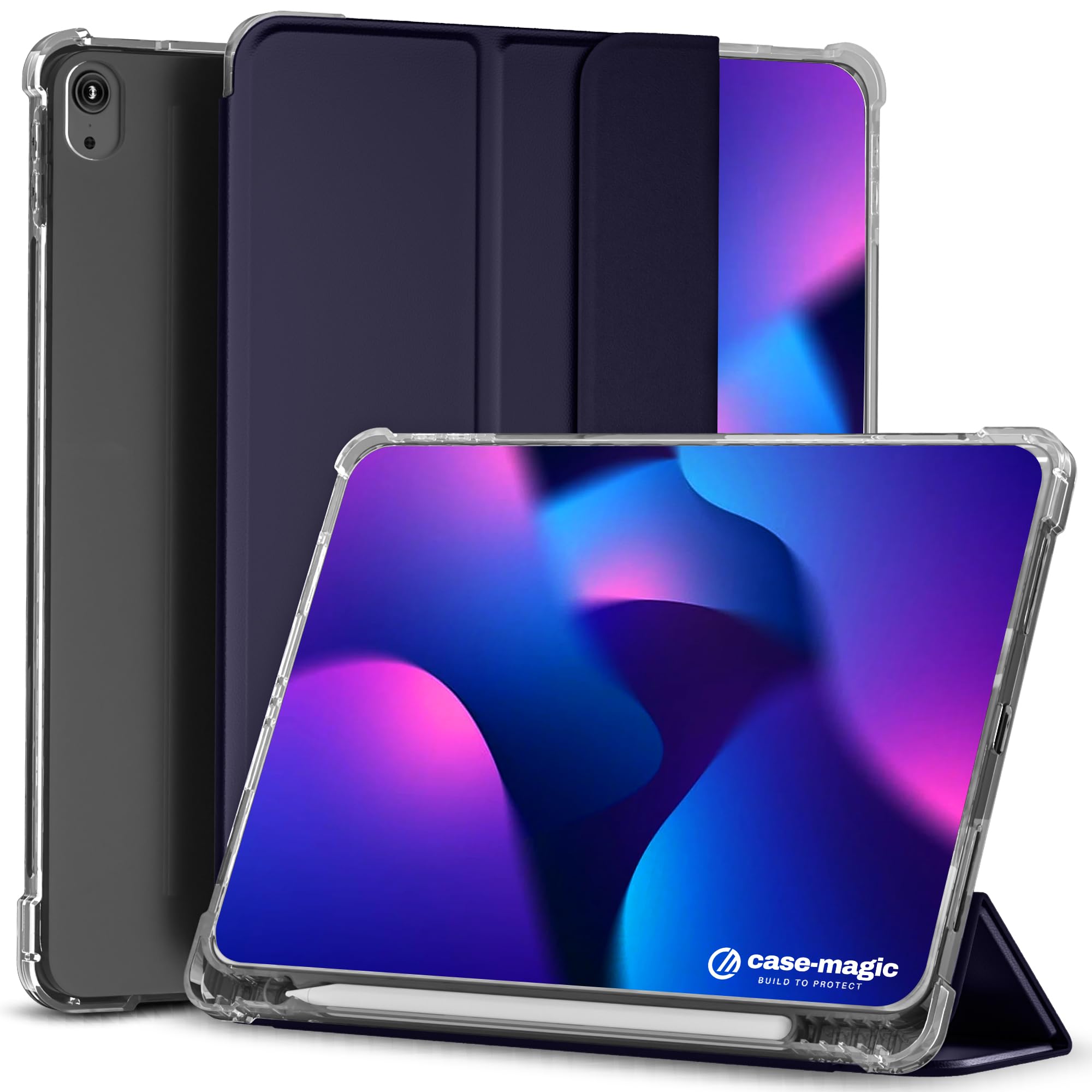 Case-Magic Premium Smart Folio Case Cover for iPad Air 11 inch M2 (2024, 6th) Air 10.9 inch (2022/2020, 5th/4th Gen) Auto Sleep/Wake, Pencil Holder| Slim PU Exterior, TPU Back Transparent (Blue) (B0DFWHNMWS) Amazon Price History, Amazon Price Tracker