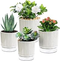 Vista 18 de Macetas de riego automático para plantas de interior, macetas, maceta de riego automático, 2 piezas de 4 + 5.3 pulgadas, rayas negras