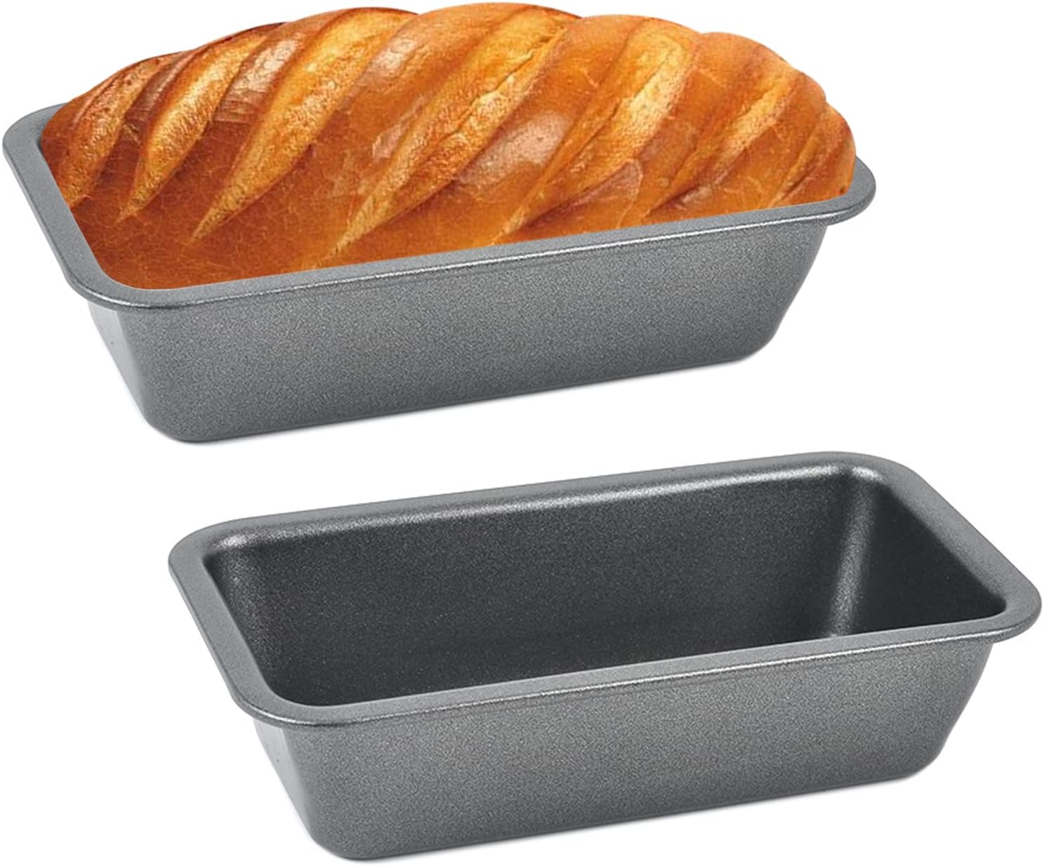 Brotbackform Silikon, 2 Stück Silikon Brotbackform, 1 Bürste 1 Spachtel Set Brotform, 28 x 15 x 6,5 cm, Rechteckig Dunkelgrau Silikonbackform Kastenform, Backform Für Kuchen, Brot, Brownies
