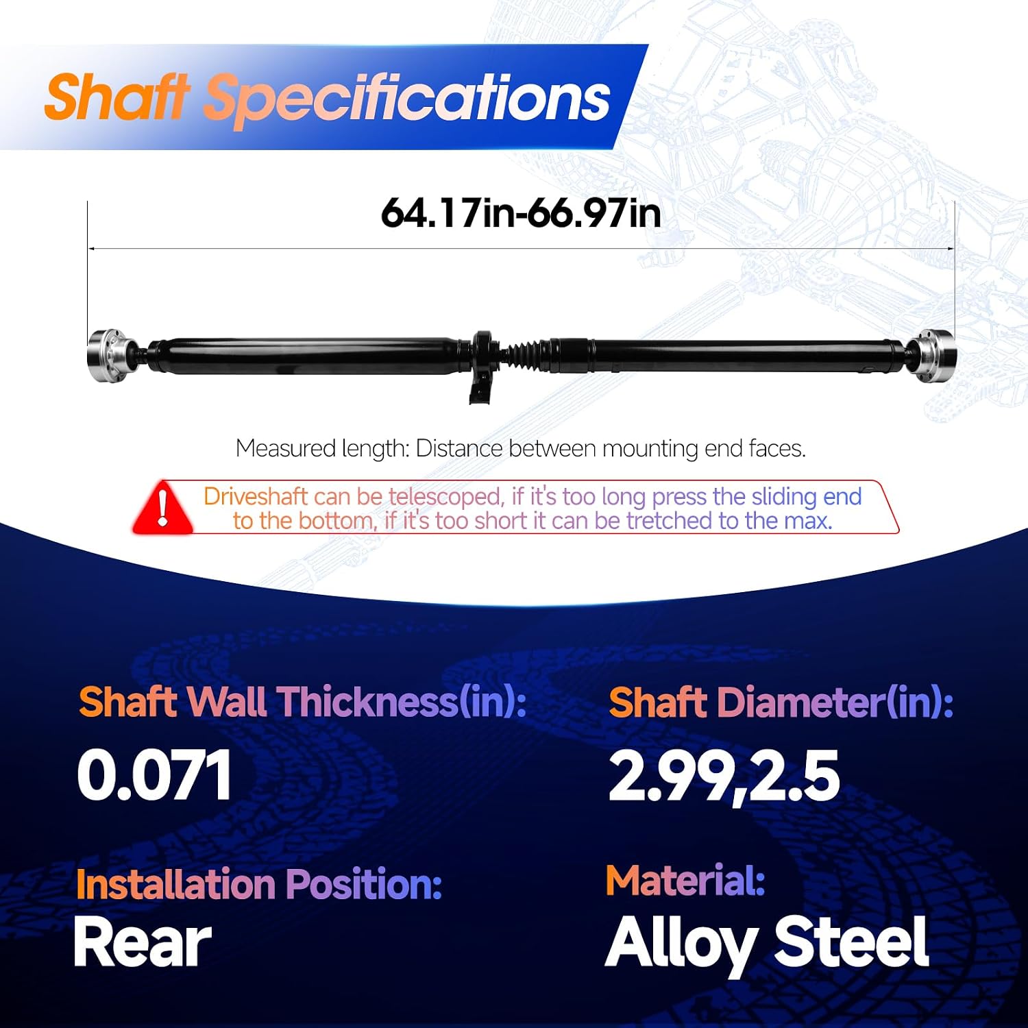 Rear Drive Shaft Prop Shaft Driveshaft Assembly [5.7L 6.4L, RWD, Auto 8 Speed Trans] Fit for Dodge Challenger 2015-2019, Replace# 986-220, 52123980AC