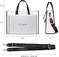 Vista 3 de TOPDesign Initial 15.6" Laptop Tote Bag for Women, Personalized Canvas Work Purse, Business Briefcase & Office Handbag