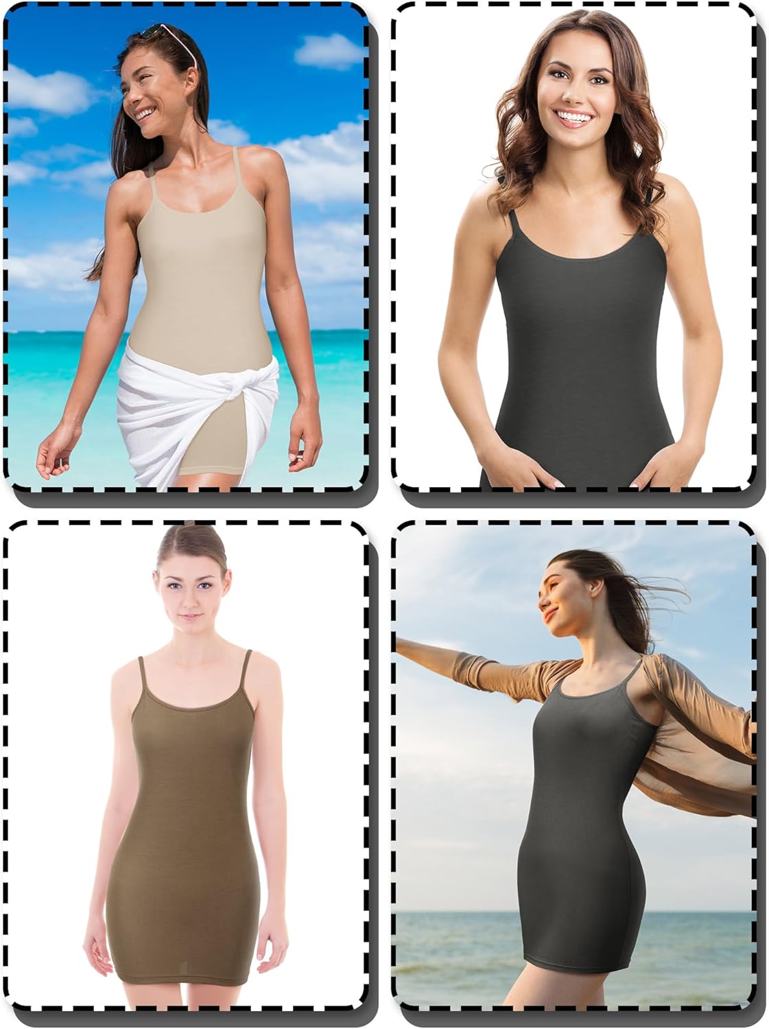 WILLBOND 3 Pieces Women Basic Long Tanks Adjustable Spaghetti Strap Camisole Top - Image 6