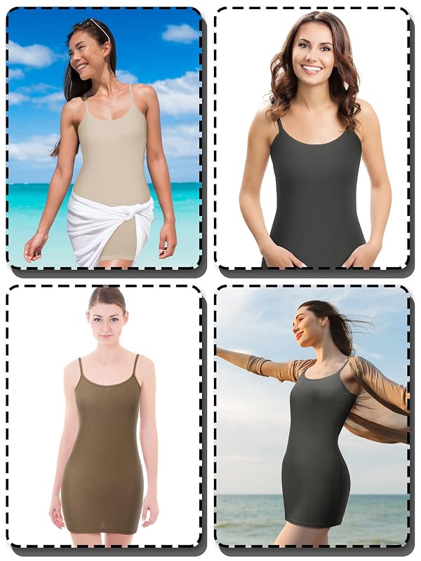 WILLBOND 3 Pieces Women Basic Long Tanks Adjustable Spaghetti Strap Camisole Top (Gray, Beige, Brown,Medium) by WILLBOND - Image 11