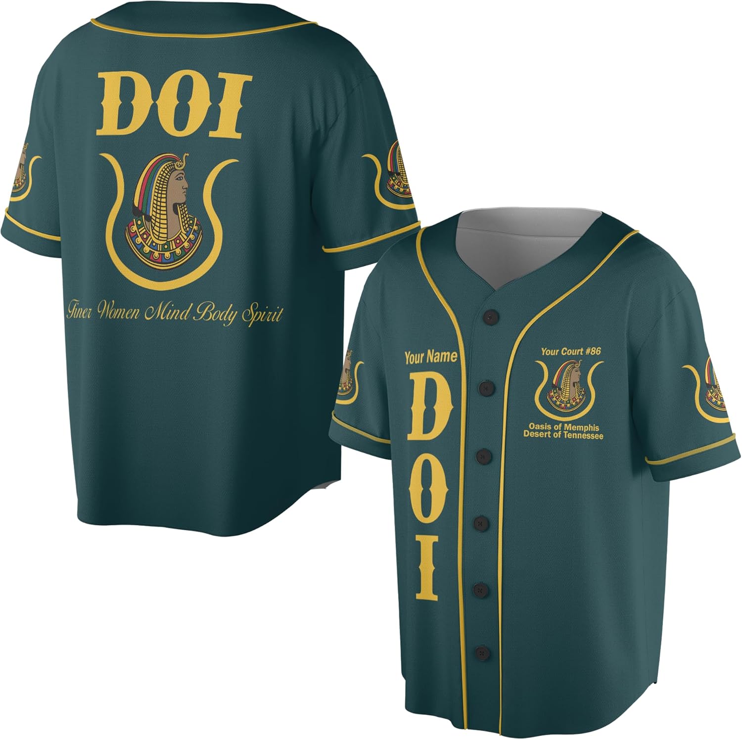 Customize Name, Court Name DOI Daughters of Isis Ancient Egyptian Order Nobles Freemason 3D Baseball Jersey S-5XL