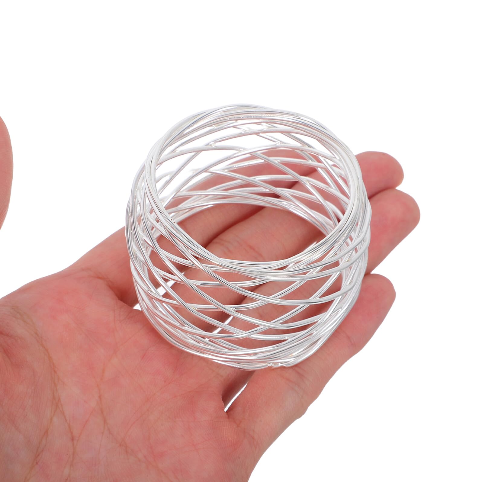 6 Stück Metall Serviettenringe Verdrehter Draht Mesh Design Langlebig Tischdekoration für Dinner Party Hochzeit Thanksgiving Weihnachten Festliche Serviettenschnallen