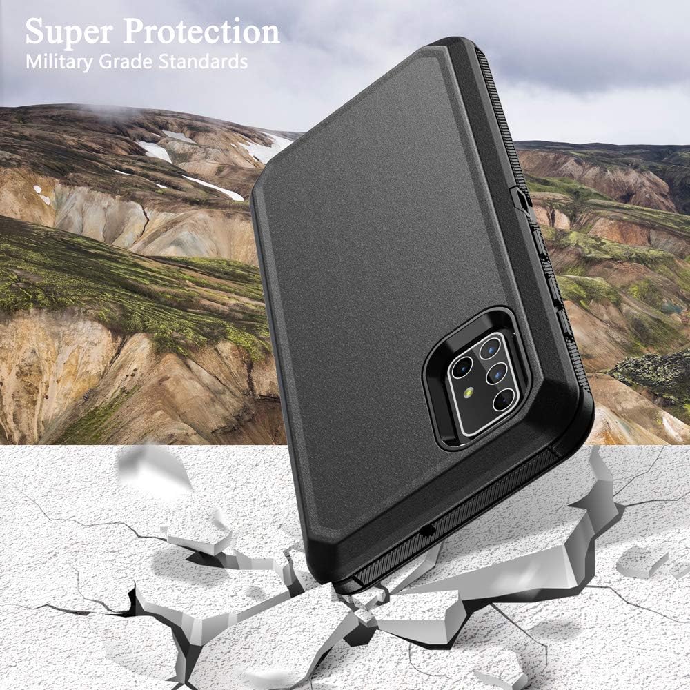 Phone Case for Samsung Galaxy A51 4G, Heavy Duty Hard Shockproof Armor Protector with Belt Clip Holster, Black