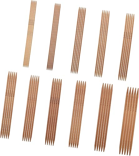Miniatura 6 de CYTGOUPER Juego de agujas de tejer de doble punta, 55 agujas de tejer de bambú de doble punta, agujas de tejer de bambú para manualidades hechas a
