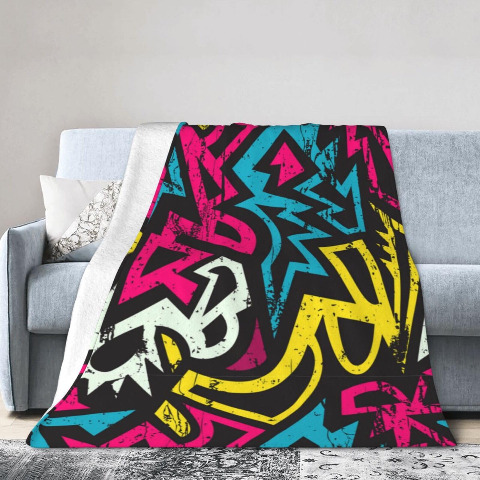 Noble Ren Street Graffiti Letters Ultra-Soft Micro Fleece Blanket Winter Warm Soft Lannel Fleece Throw Blanket For Couch Sofa Bed 40"X30"