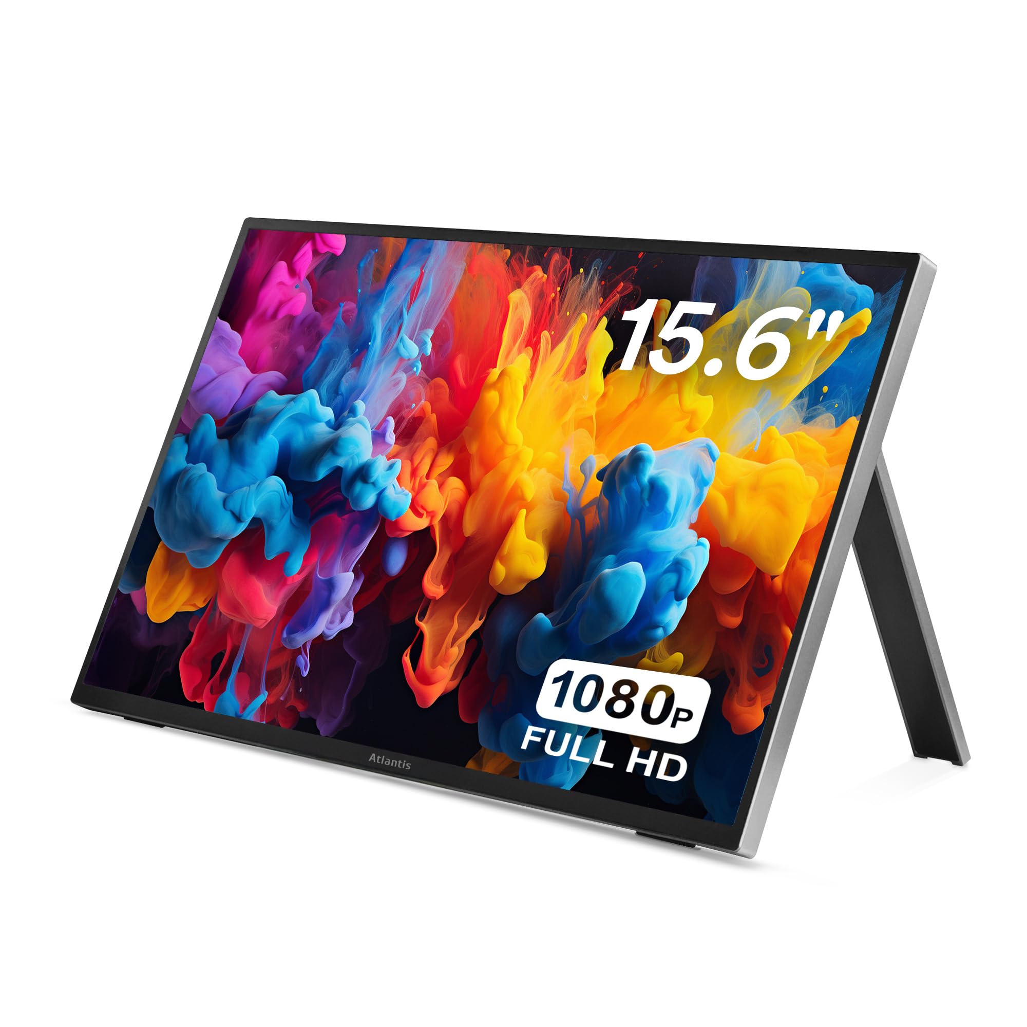 Atlantis Monitor Portatile TouchScreen 16” IPS Full HD HDMI/USB-C, inf 1 kg | Speaker 2x1W, inclinazione regolabile, Pivot, per notebook e console, cavi inclusi, cod. A05-P156LPT