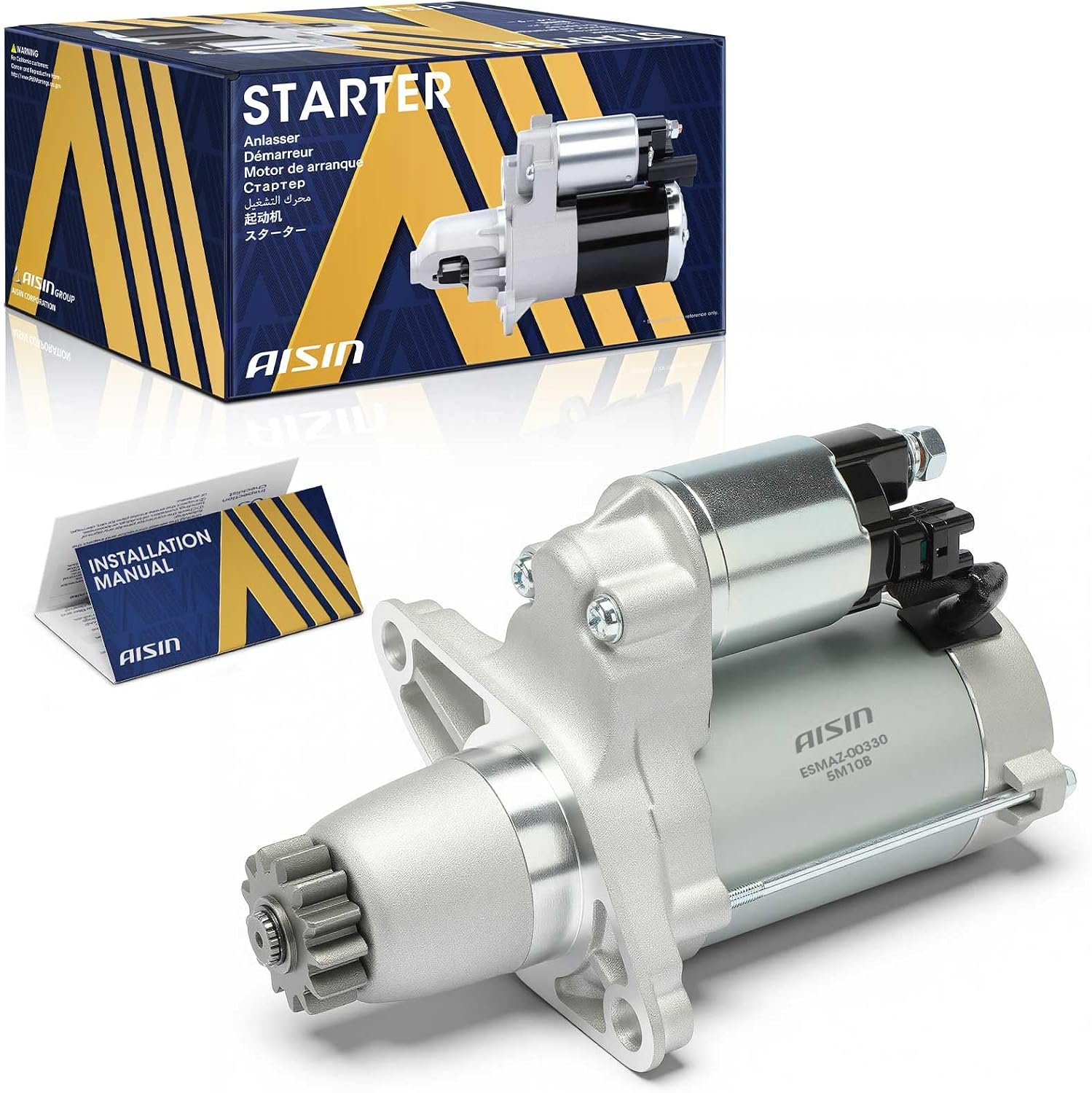 AISIN AFTERMARKET ESMAZ-00330 Starter Motor - Compatible with Toyota Camry 2002-2017, RAV4 2006-2018, Corolla 2009-2010, Highlander 2004-2019, Lexus RX350 2007-2015, ES330 2004-2006, ES350 2007-2018