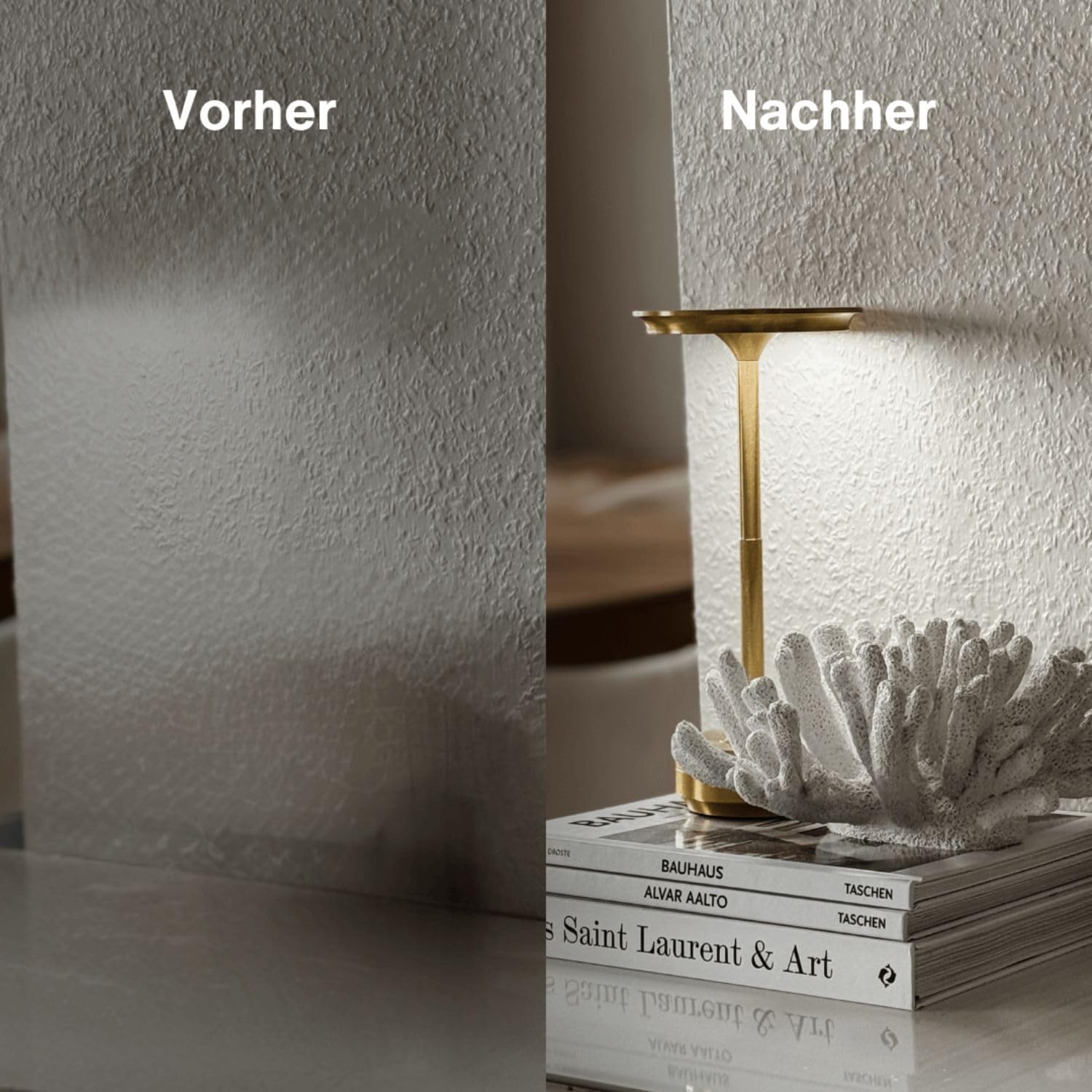 TAP Light Retro Tischlampe Gold Dimmbar I Aluminium Vintage Lampe mit modernem Design I 28cm Hoch Akku betrieben I Elegante Nachttischlampe egal für Wohnzimmer, Esszimmer& Schlafzimmer