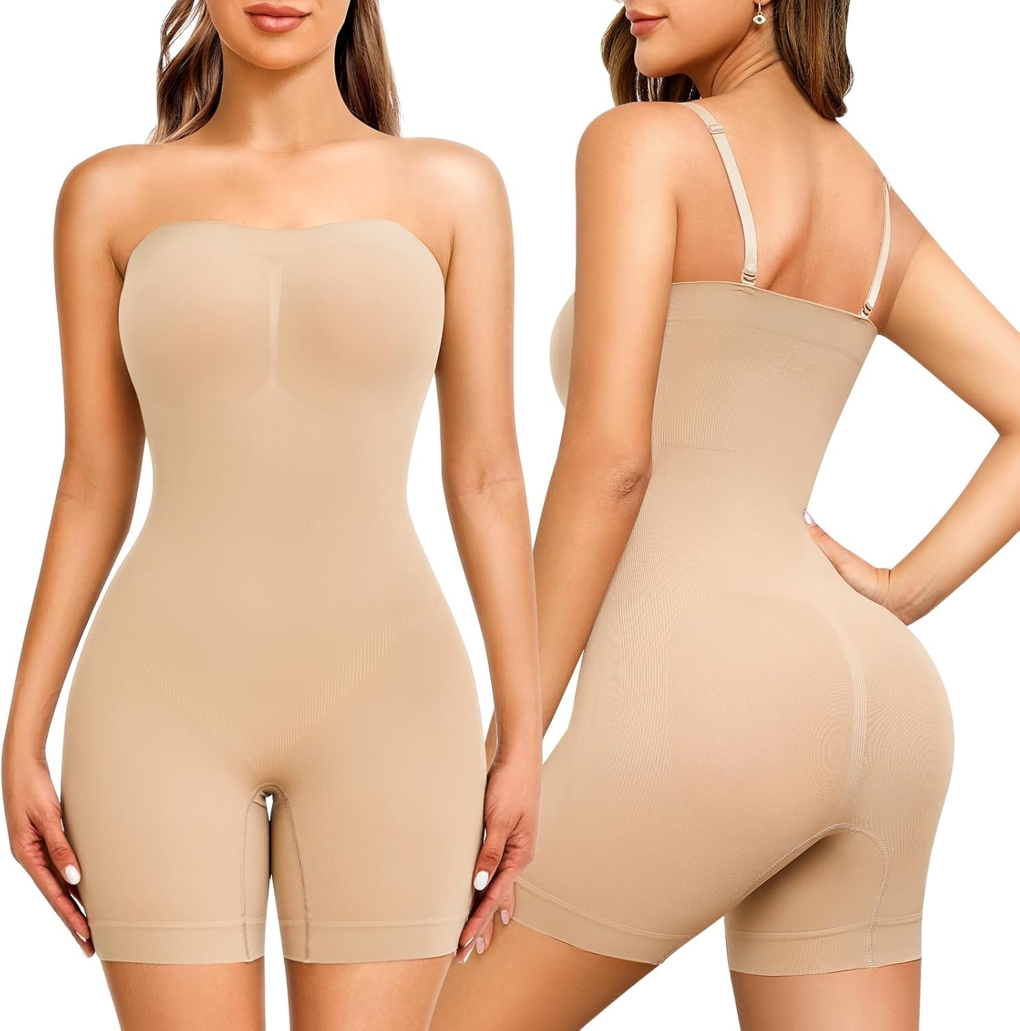 NaTen Strapless Shapewear Tummy Control Seamless Jumpsuit Shapewear Bodysuit Butt Lifter Thigh Slimmer Body Shaper