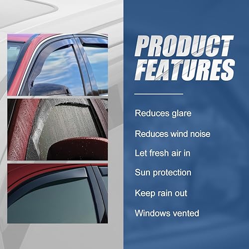 Vista 41 de Auto Dynasty 4 viseras adhesivas para ventana compatibles con Ford Taurus 2010, 2011, 2102, 2013, 2014, 2015, 2016, Ford Taurus 2010-2016