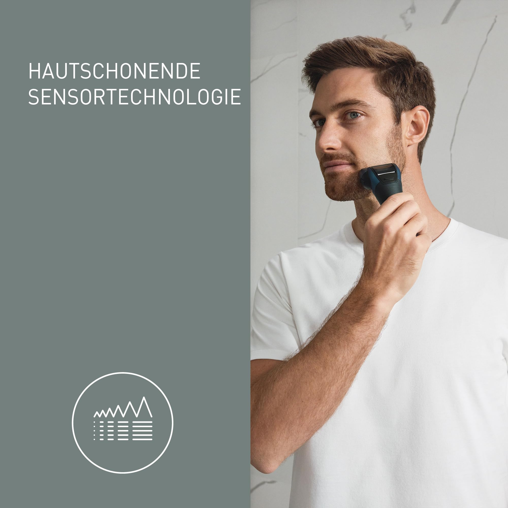 Panasonic Series 700 ES-ALT4B 3-Klingen-Nass- & Trocken-Rasierer für Männer, tragbar, kabellos, wasserdicht, Bartdichtesensor, flexibler Rasierkopf, ausklappbarer Trimmer, Dunkelblau