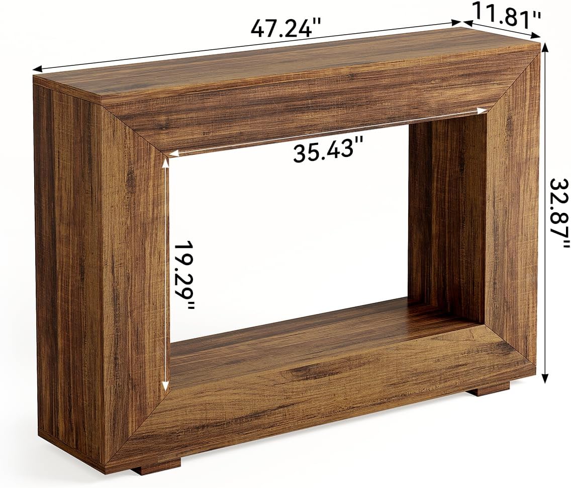 LITTLE TREE 47 Inches Console Table, Sofa Table with Storage, Modern Entryway Table for Hallway, Narrow Long Sofa Entryway Table for Living Room, Brown