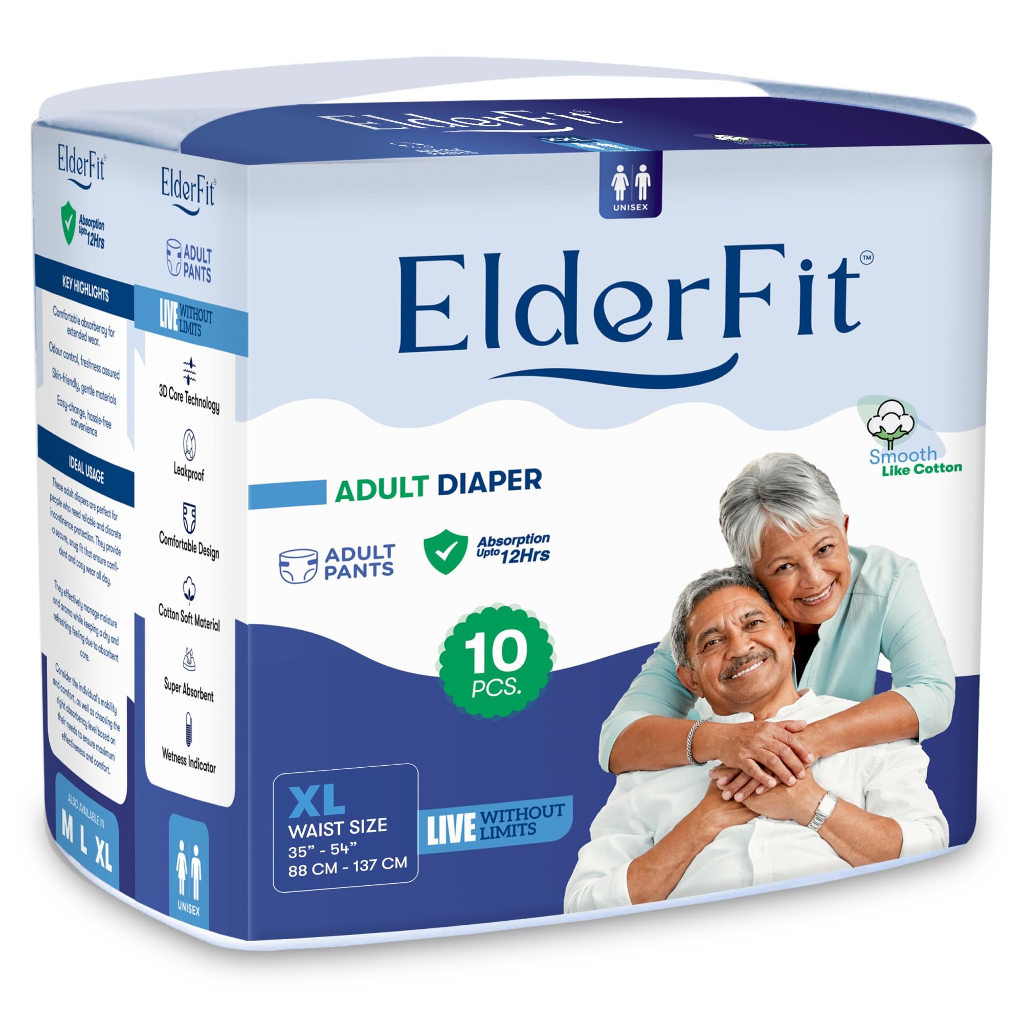 ElderFit Pant Style Adult Diaper Extra Large Size Unisex, High Absorbency & Leakproof (Waist Size: 35-54 Inch, 10 Counts)-image-45