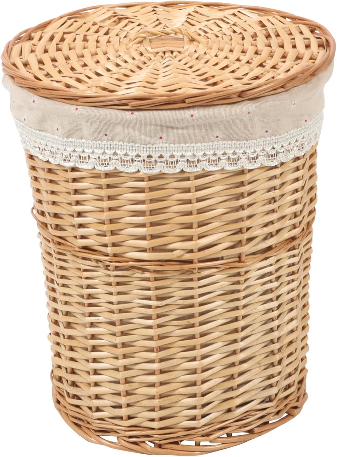Handmade Woven Laundry Basket with Lid Wear-resistant Storage Hamper for Clothes Bedroom Bathroom Organizing Basket with Handles Easy Carry
