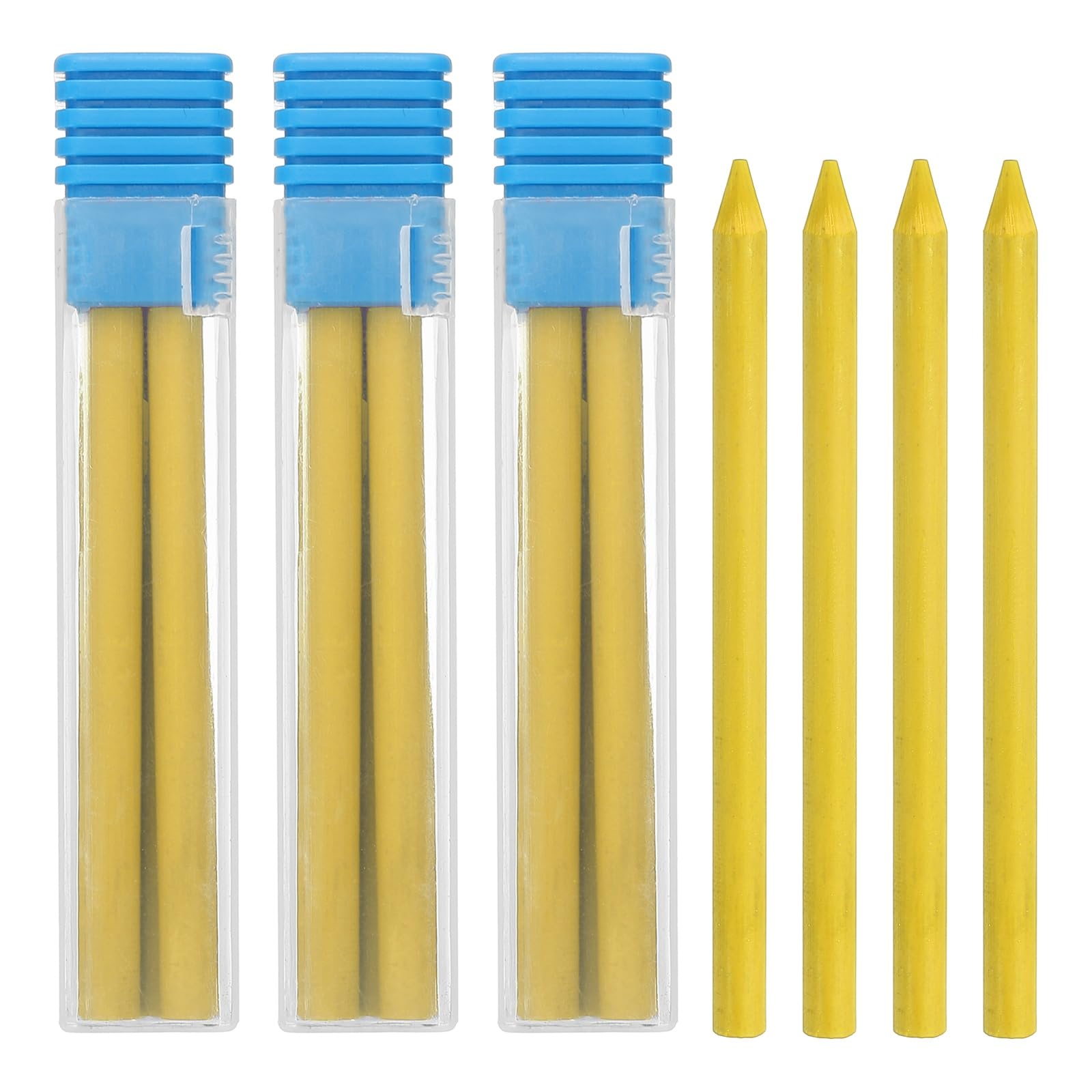 PATIKIL 16Pcs 5.6mm 2B Carpenter Pencil Lead Refills, Solid Dry Pencil Refills Break Resistant Lead Refill for Mechanical Carpenter Construction Pencils Art Drafting, Yellow